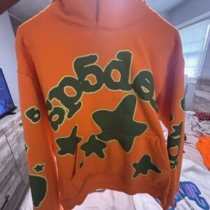 Orange Hoodie with Green Star Graphics
